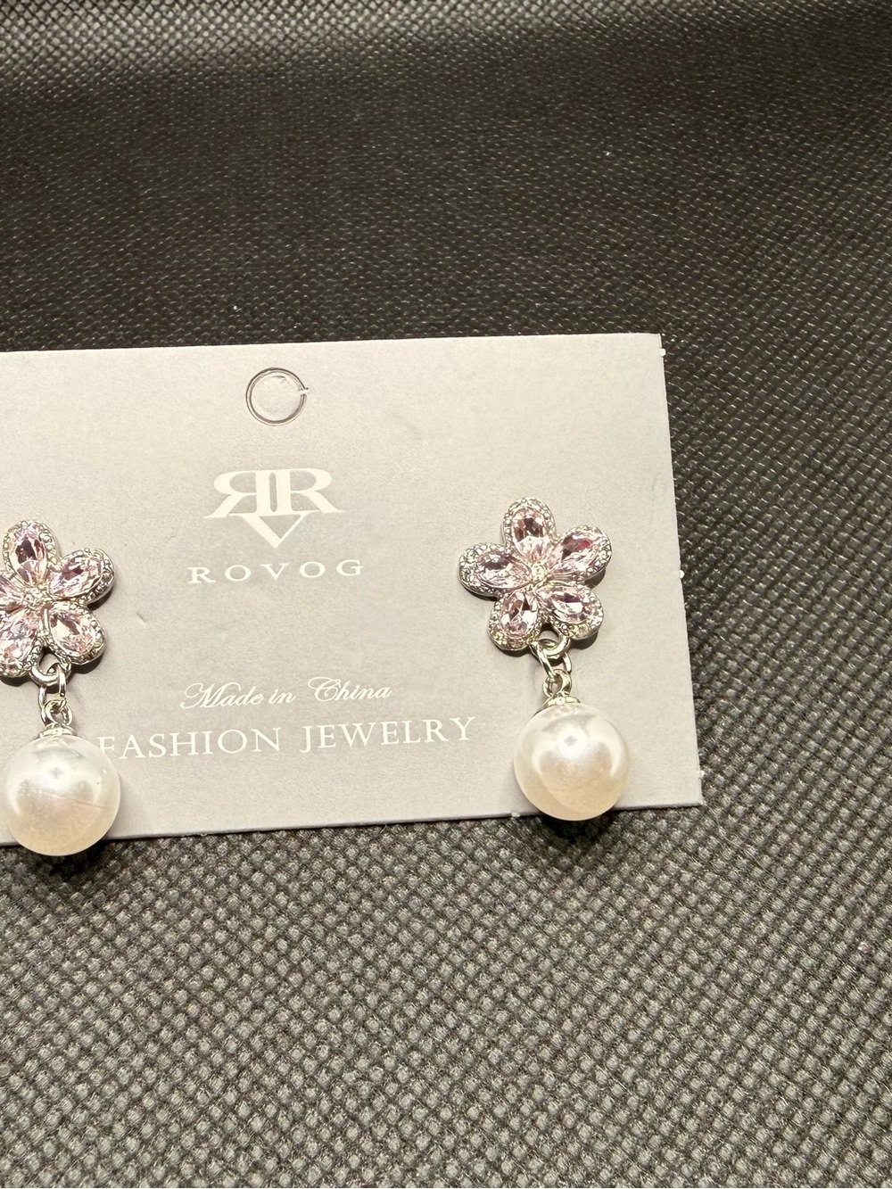 OVO Lilac Flower Drop Earrings with White Pearl